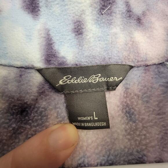 Eddie Bauer Purple Blue Cloud Wash 1/4 Zip Fleece Pullover Mock Neck L - Picture 6 of 8